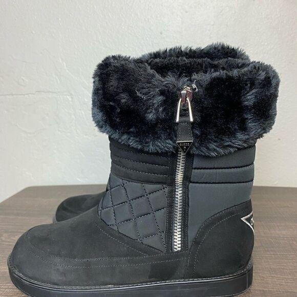 GUESS Womens Black Faux Fur Lined Boots Size 9 - Picture 3 of 10